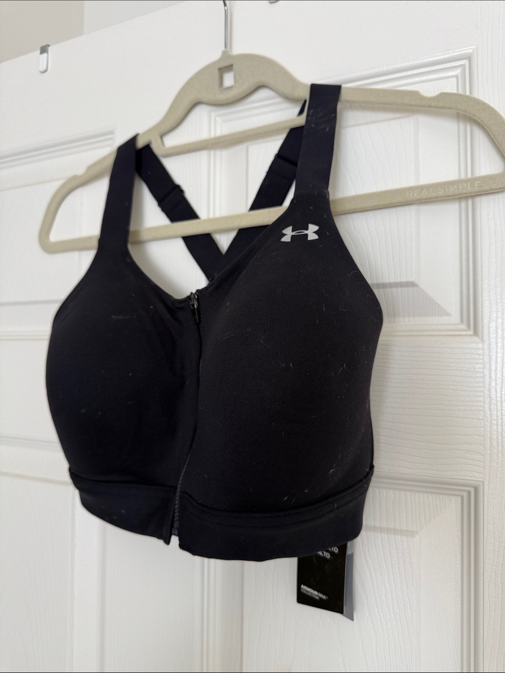 NWT Under Armour Black Front-Zip High Support Sports Bra